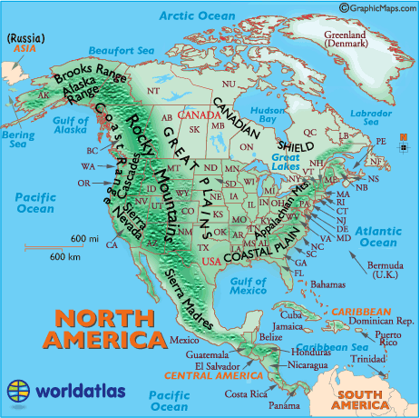 canada physical map labeled
